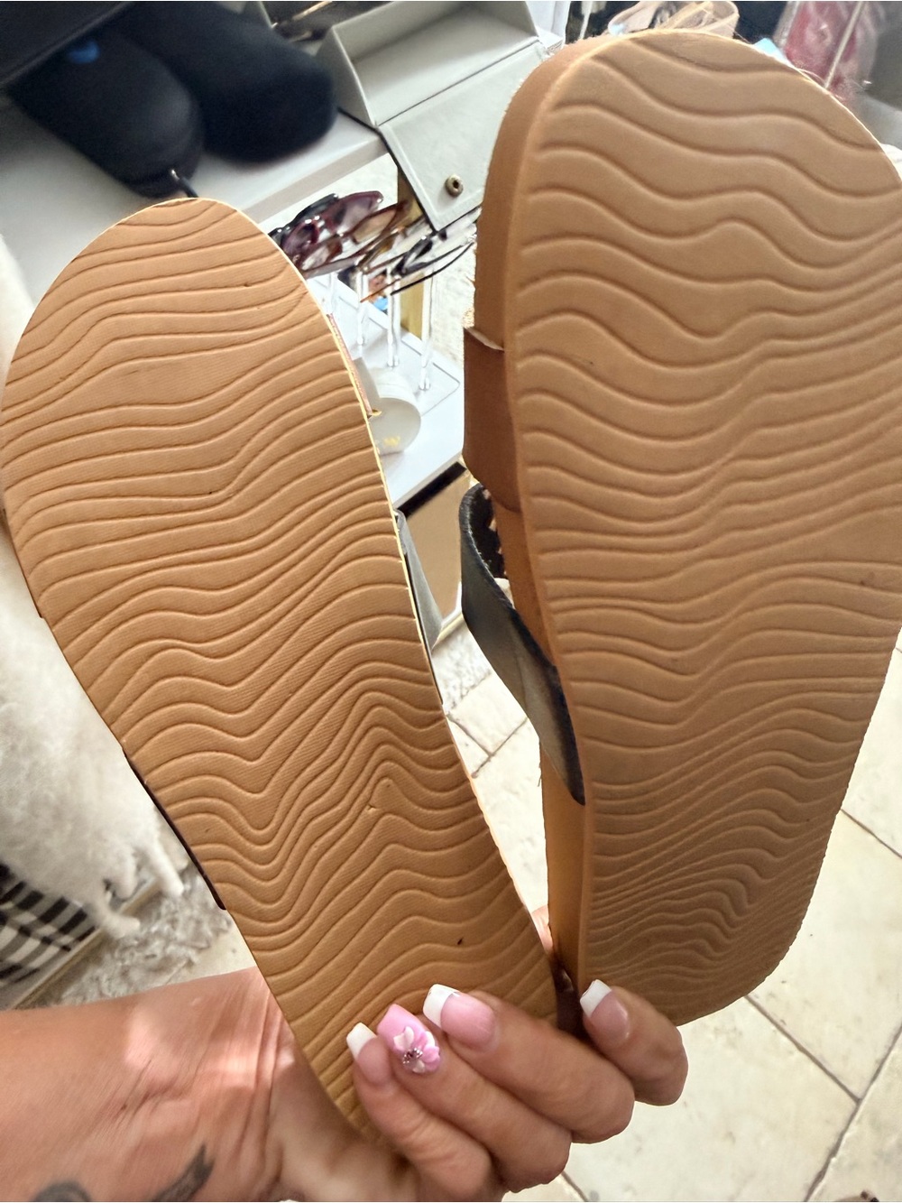 Reef Two-Band Slide Sandals in Black & Brown - Picture 9 of 11